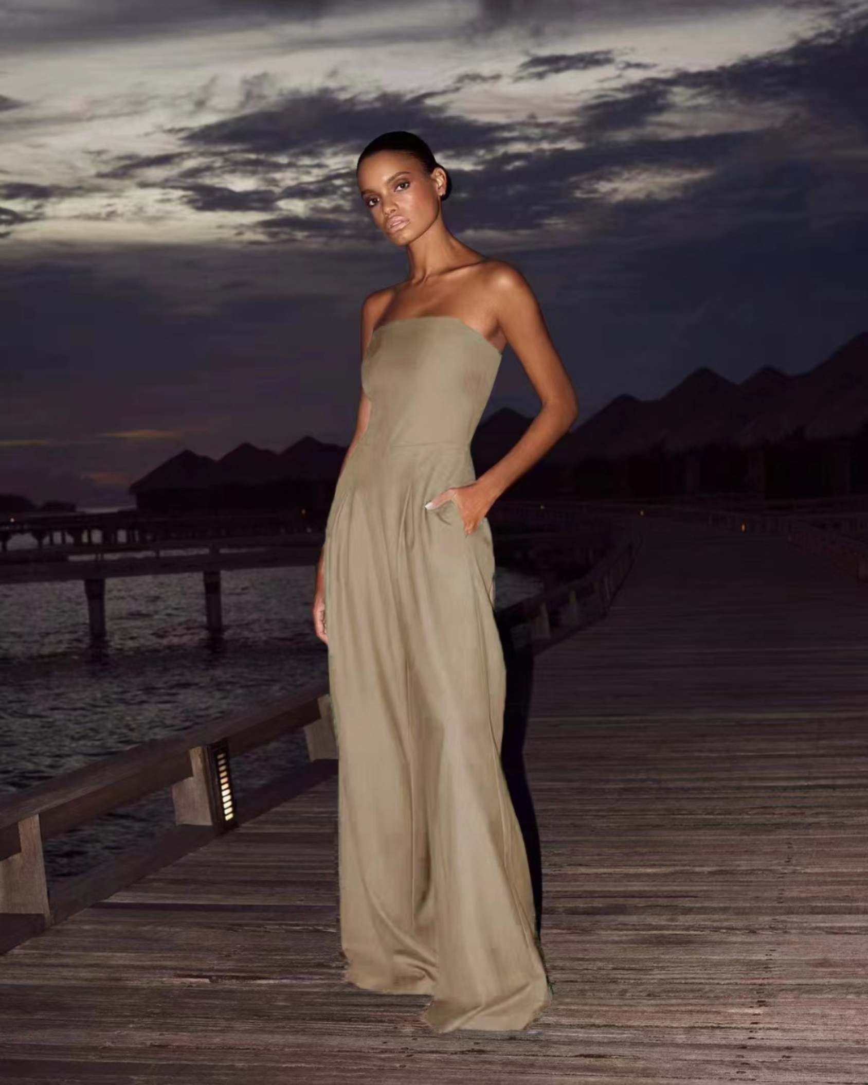 Strapless Wide-Leg Elegant Women’s Jumpsuit