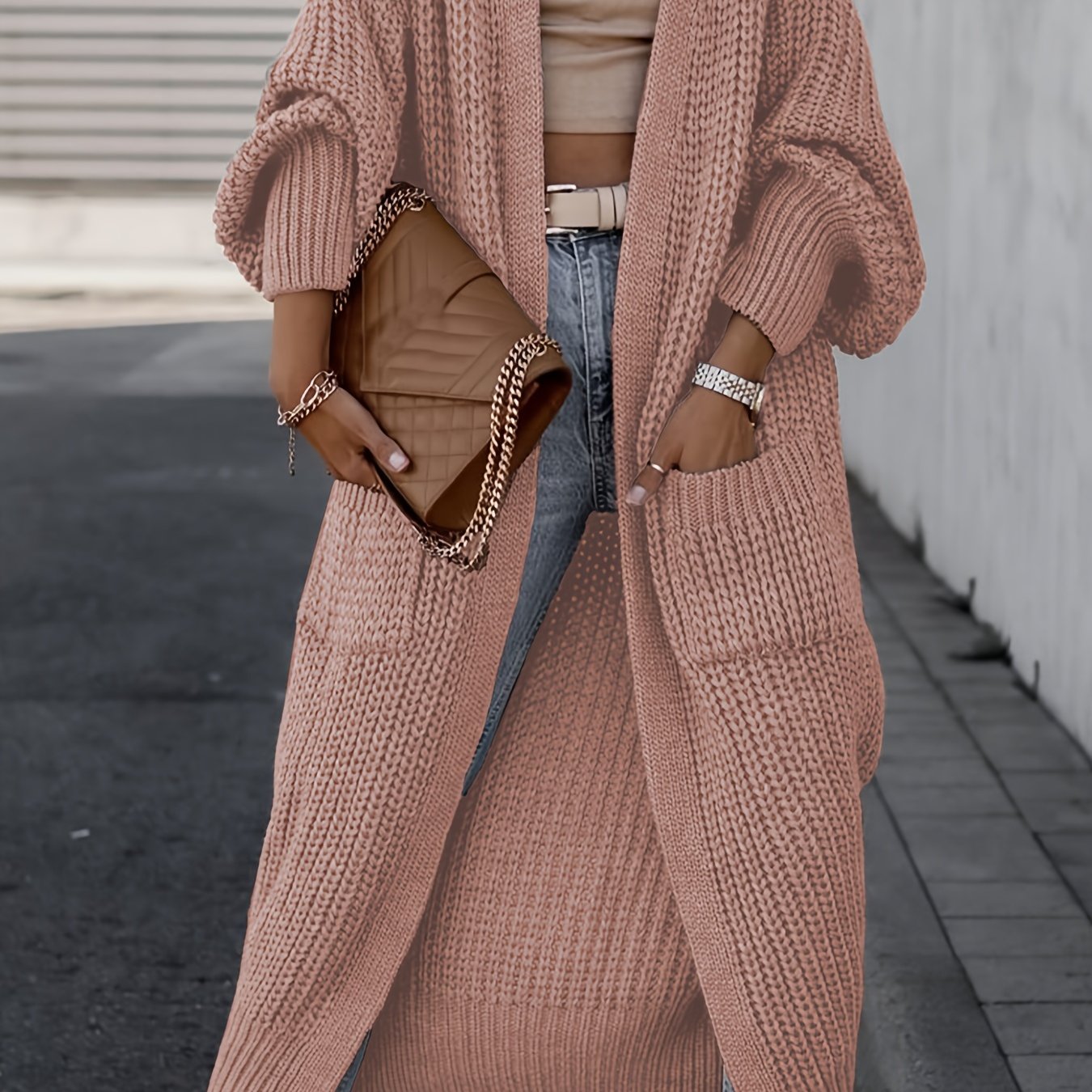 Chunky Knit Longline Open-Front Cardigan