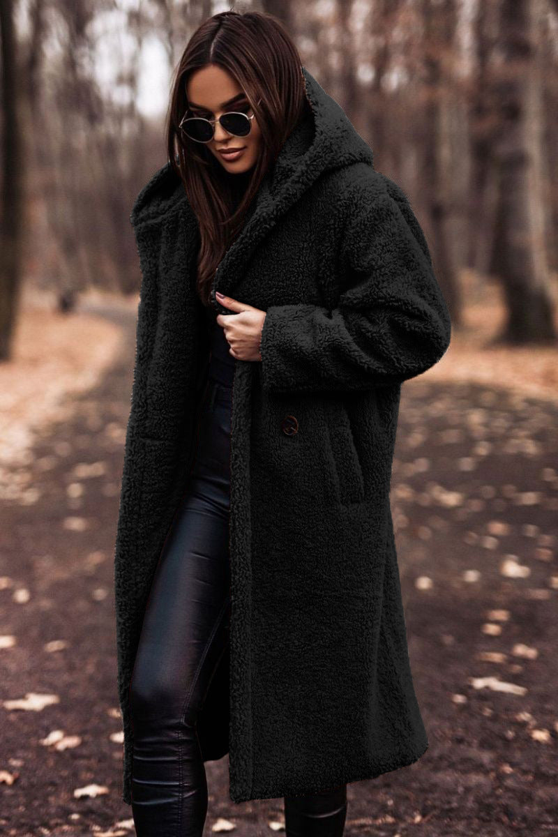 Long Hooded Teddy Faux Fur Coat
