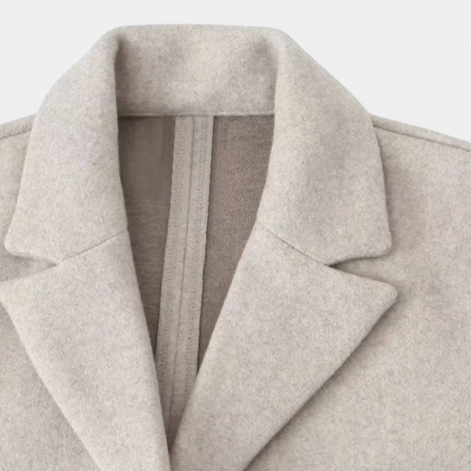 Minimalist Wool Blend Long Coat with Tailored Lapels