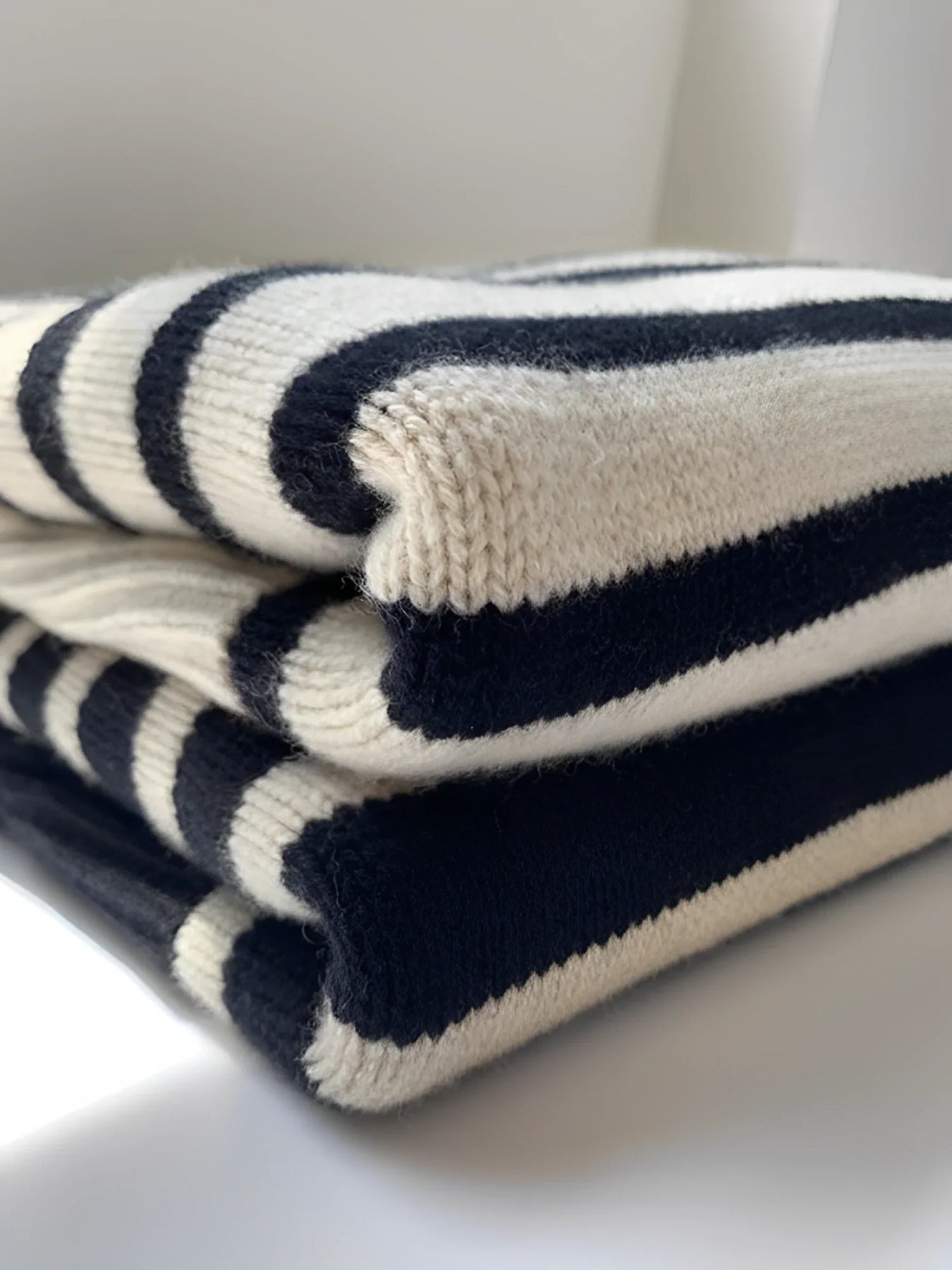 Striped Turtleneck Oversized Knit Sweater – Cozy Winter Pullover