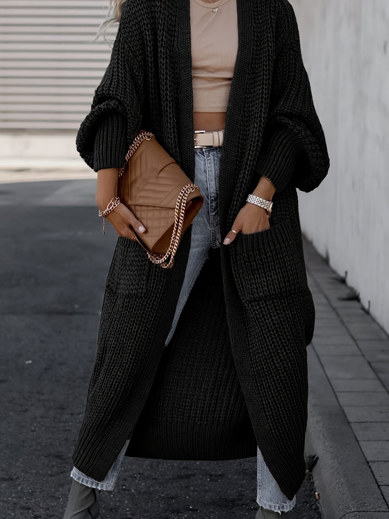 Chunky Knit Longline Open-Front Cardigan