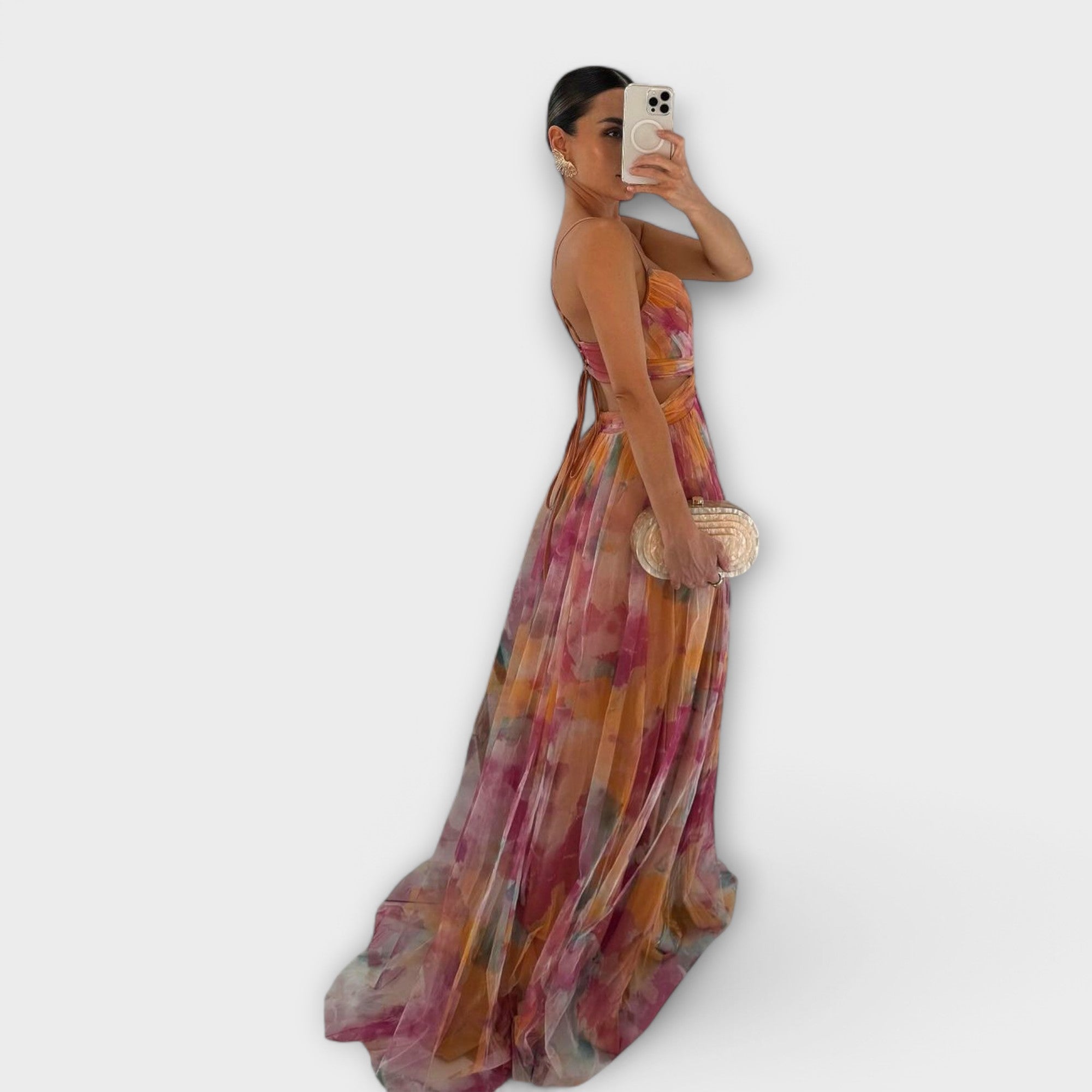 Elegant Floral Ombre Maxi Dress with Flowing Silhouette