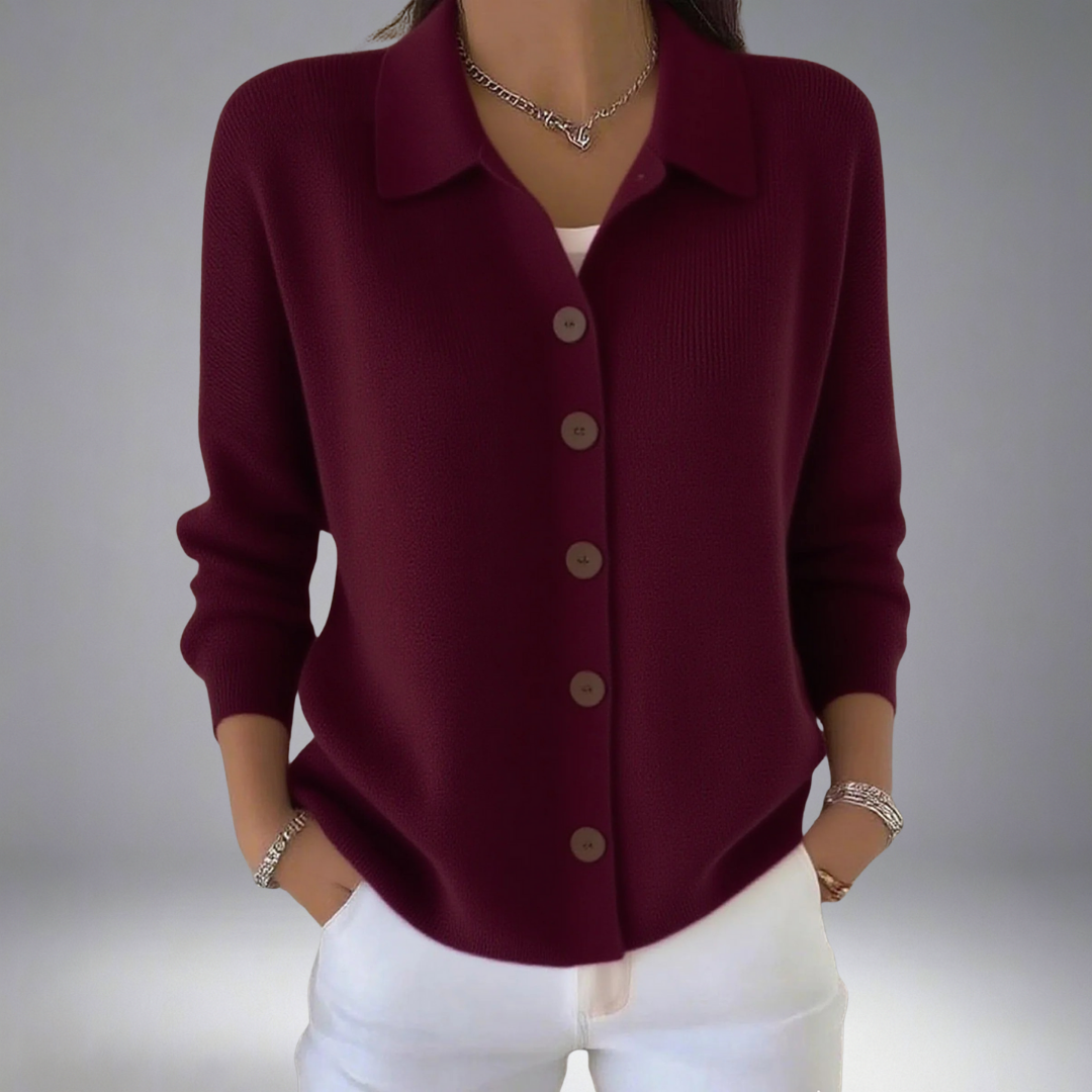 Button Front Collared Knit Cardigan for Polished Everyday Style