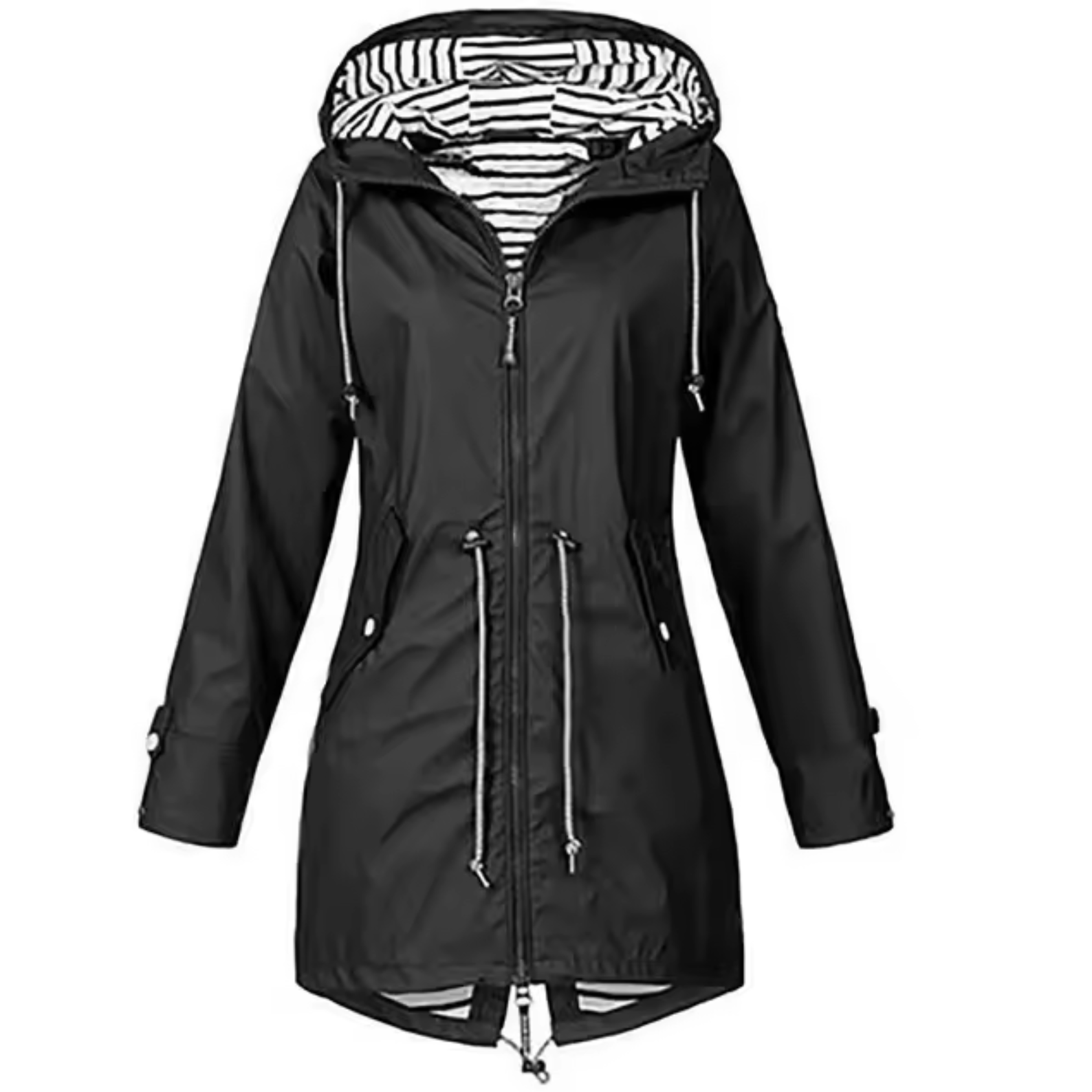 Hooded Drawstring Zip Jacket for Everyday Weather Protection