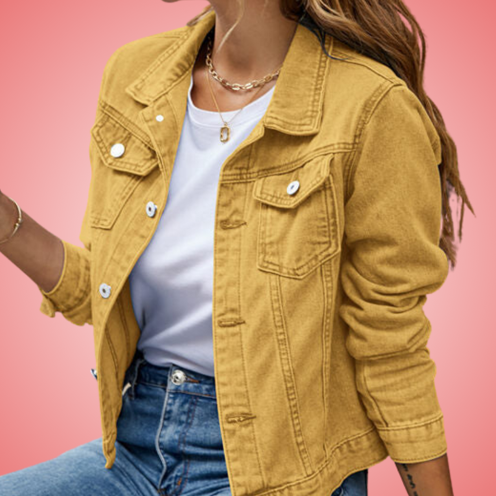 Women’s Classic Button-Up Denim Jacket – Casual Everyday Jean Outerwear