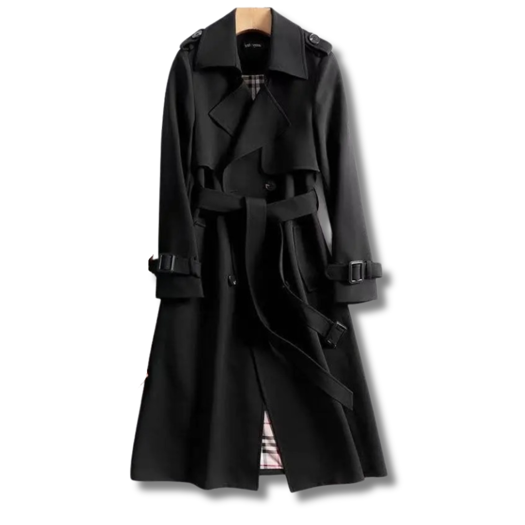 Women’s Long Belted Double-Breasted Trench Coat
