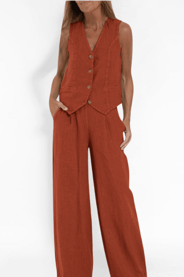 Chic Two-Piece Vest and Wide-Leg Pants Set for Effortless Style