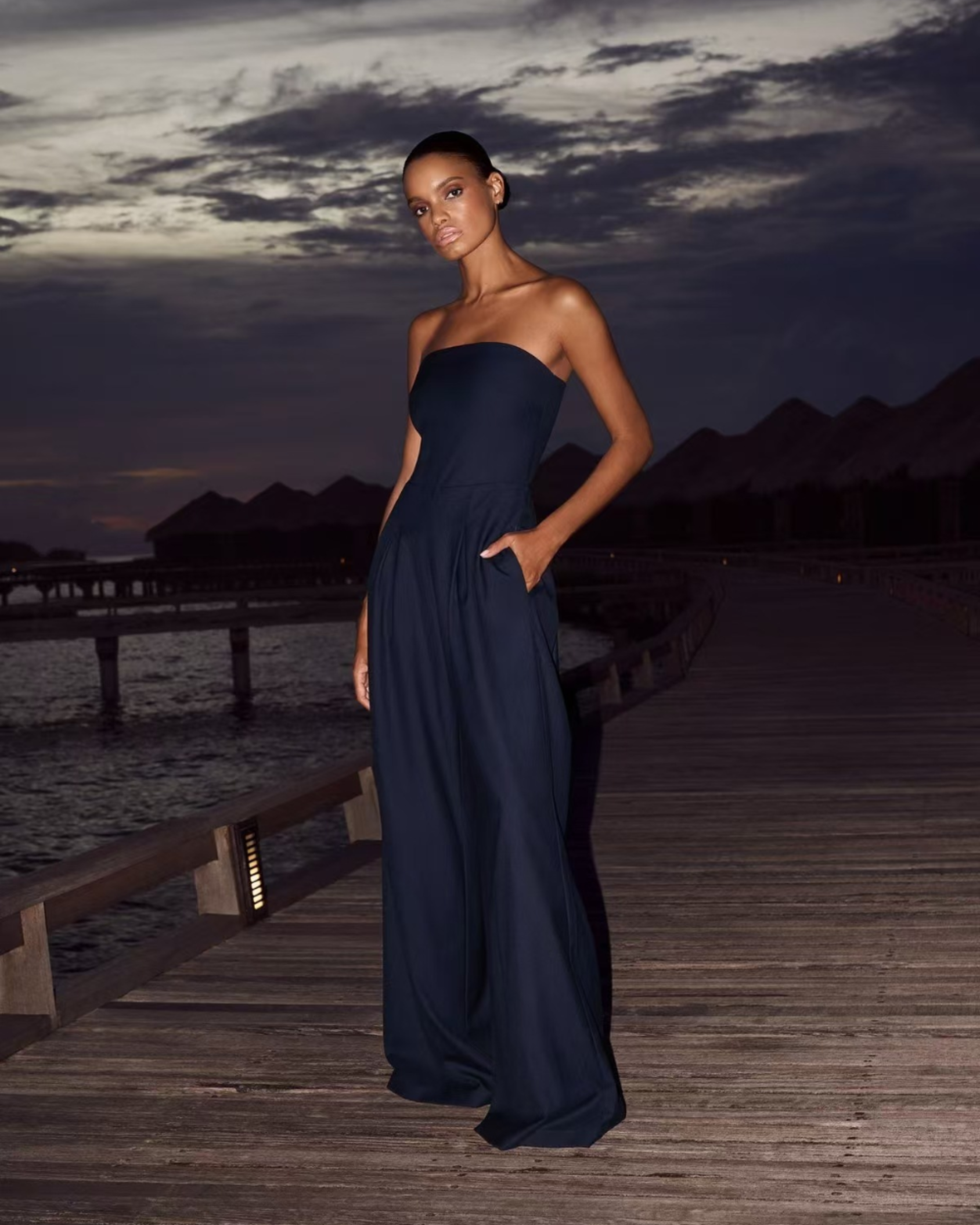 Strapless Wide-Leg Elegant Women’s Jumpsuit