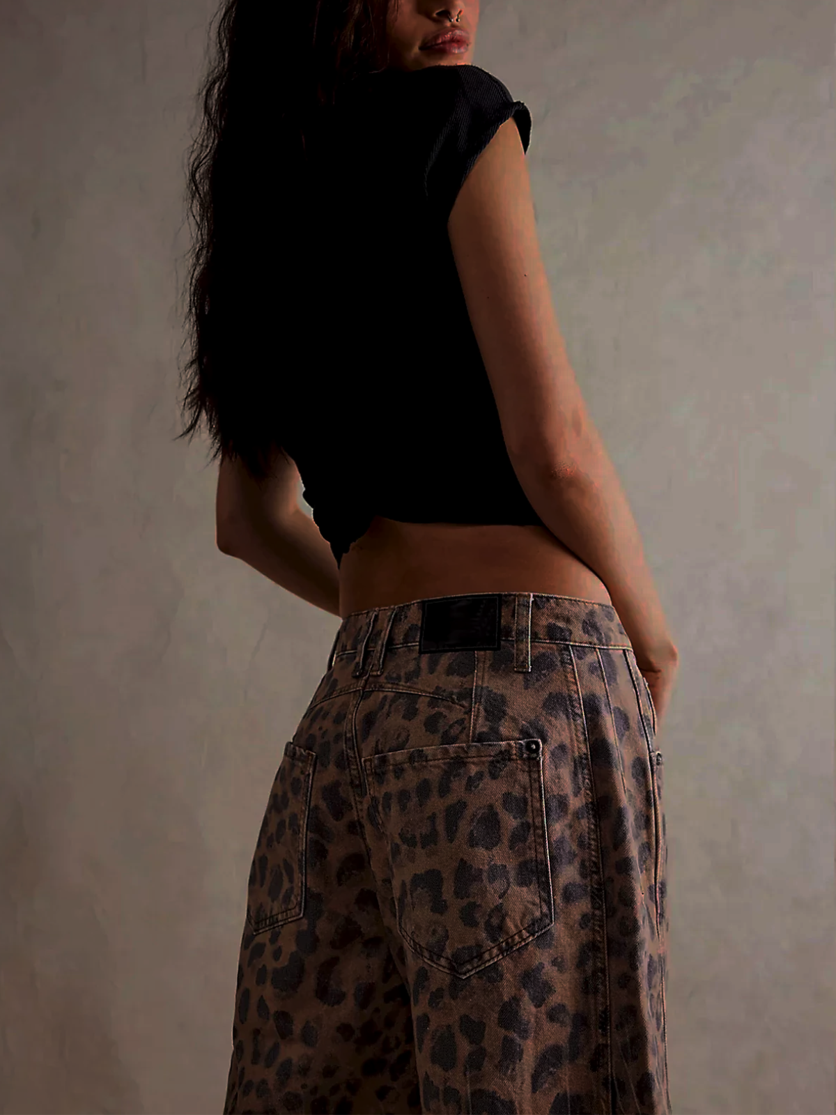 High-Waisted Leopard Print Wide-Leg Pants