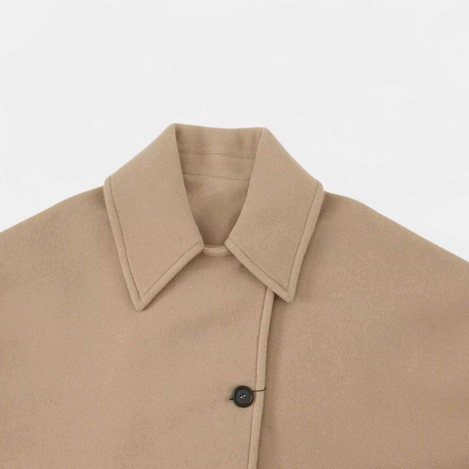 Women’s Minimalist Wool Blend Short Coat with Button Front