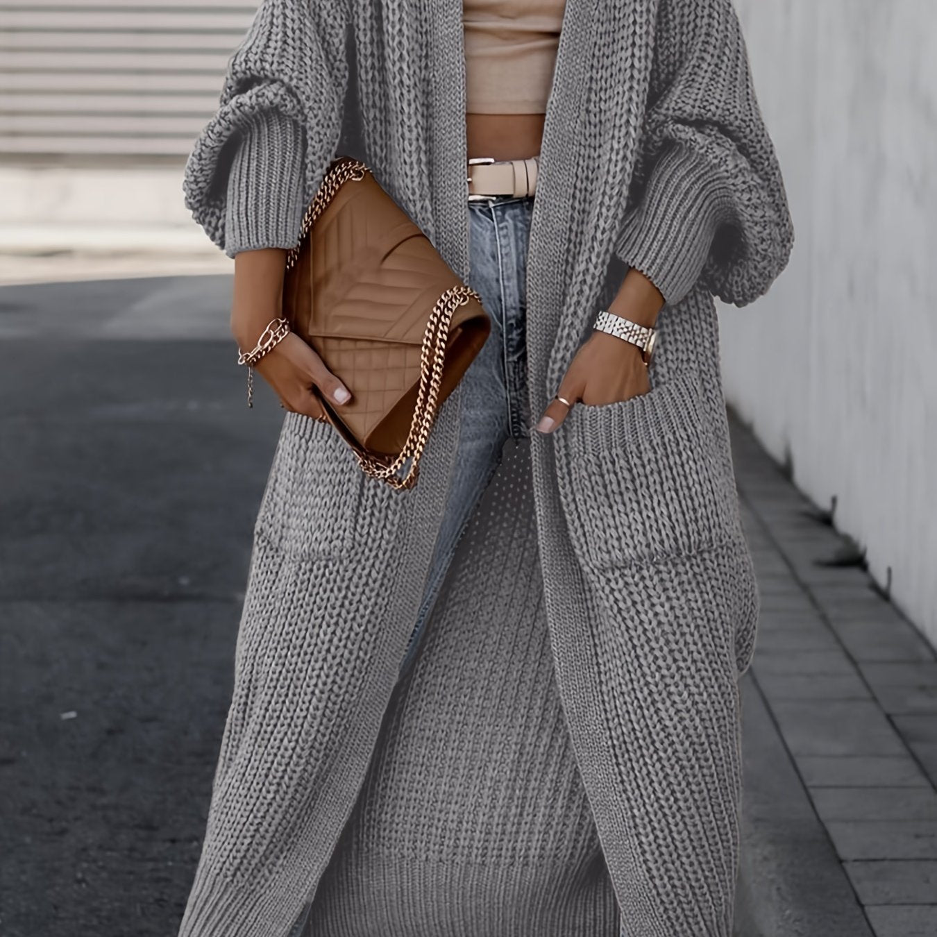 Chunky Knit Longline Open-Front Cardigan