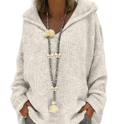 Cozy Knit Long-Sleeve Hooded Pullover Sweater