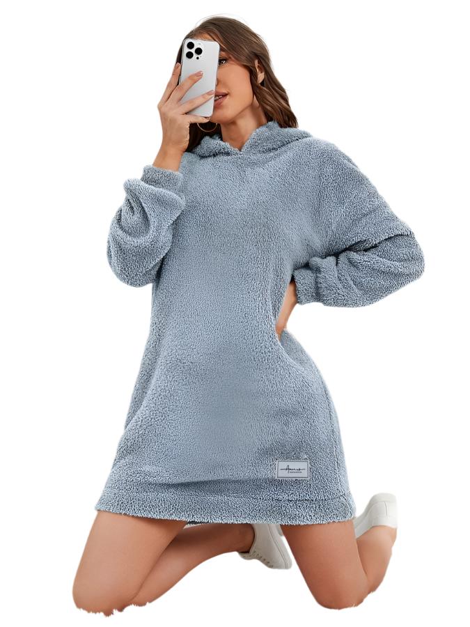 Cozy Fleece Hooded Sweatshirt Dress