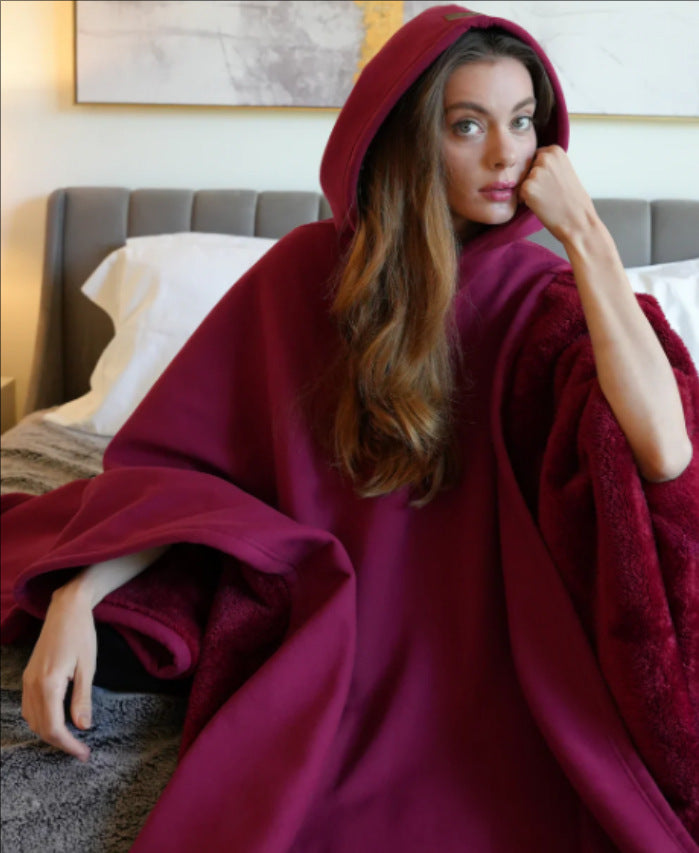 Oversized Hooded Fleece Cloak – Ultra-Warm Cozy Cape for Effortless Style