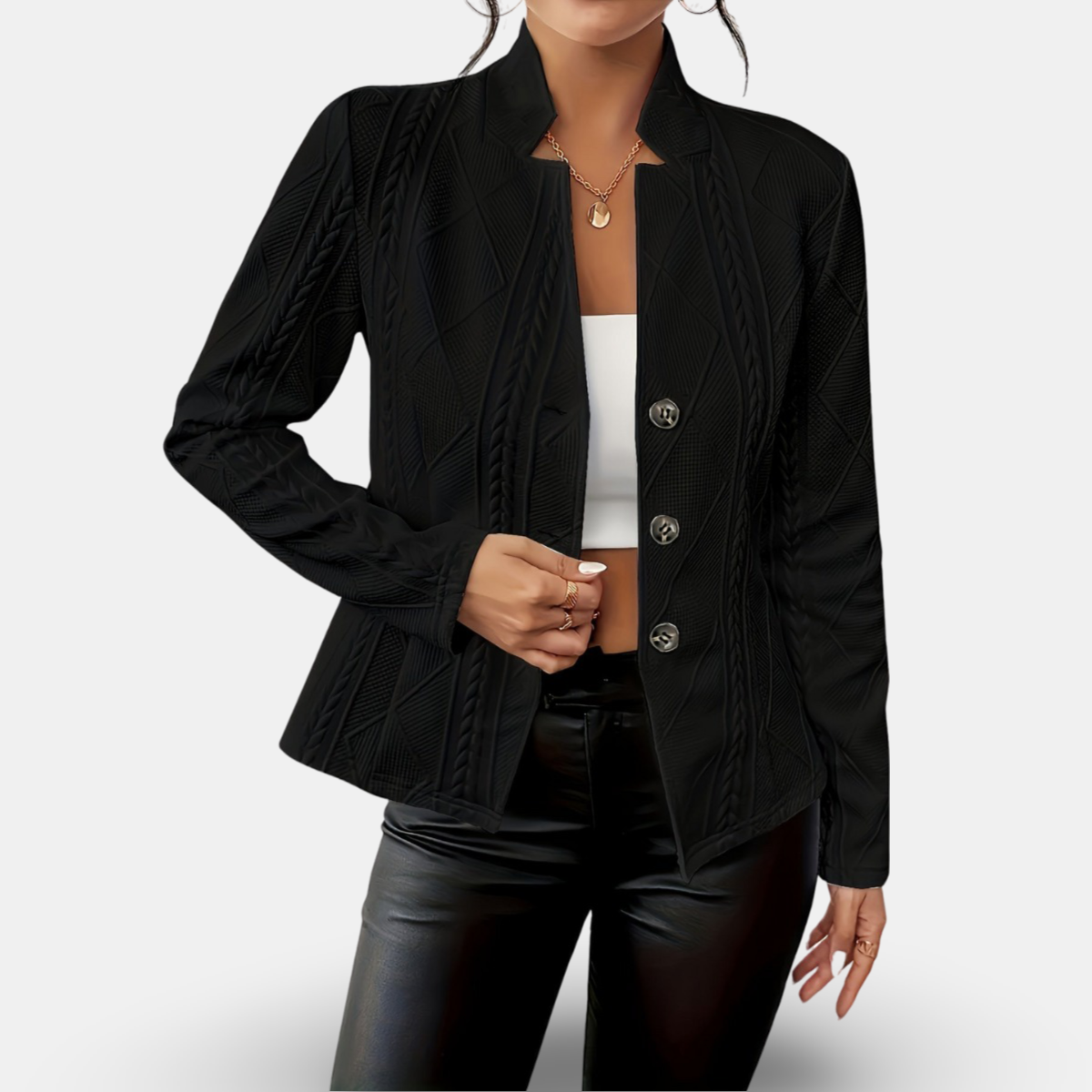 Tailored Button Front Blazer Jacket