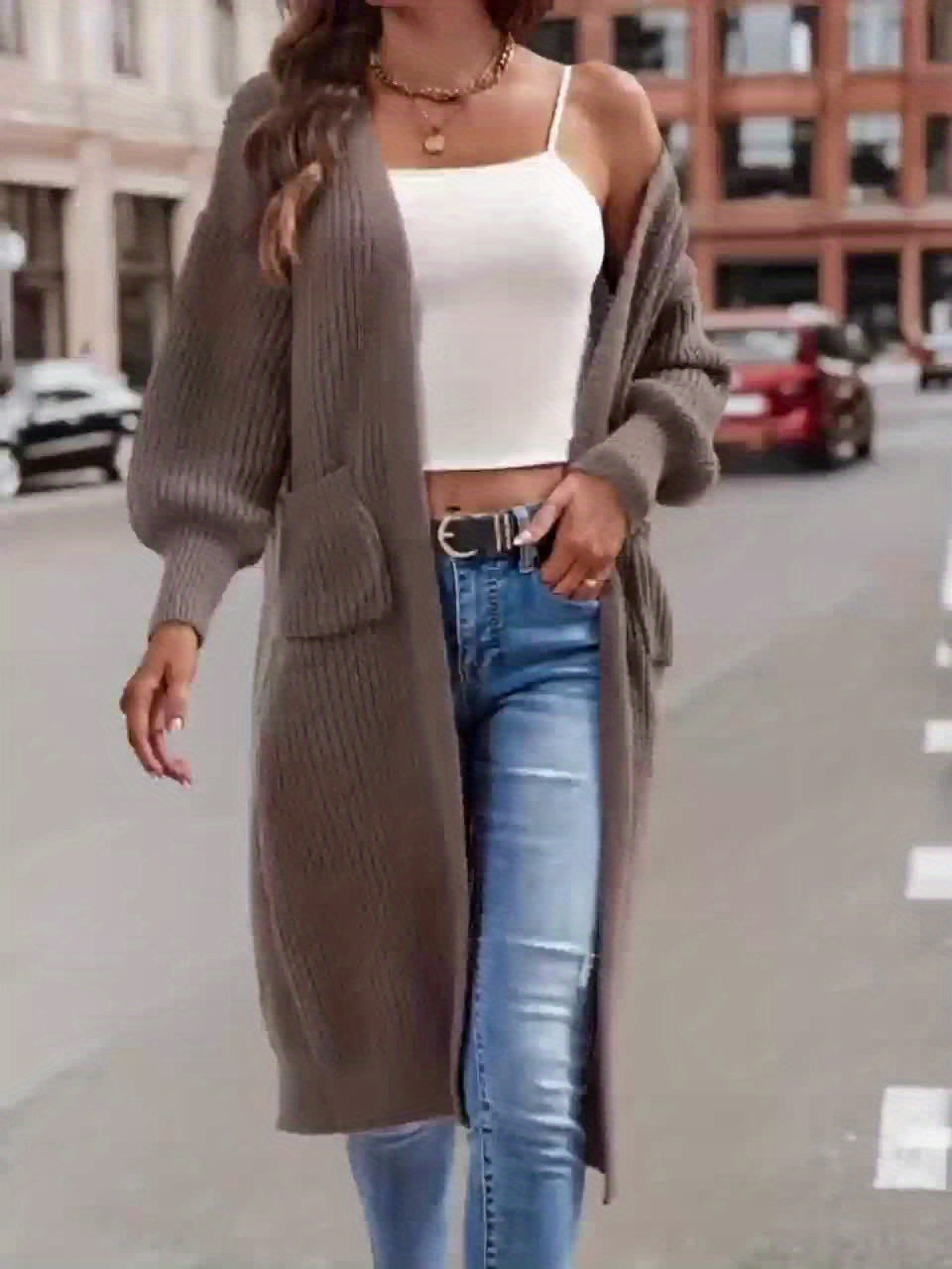 Chunky Knit Longline Open-Front Cardigan