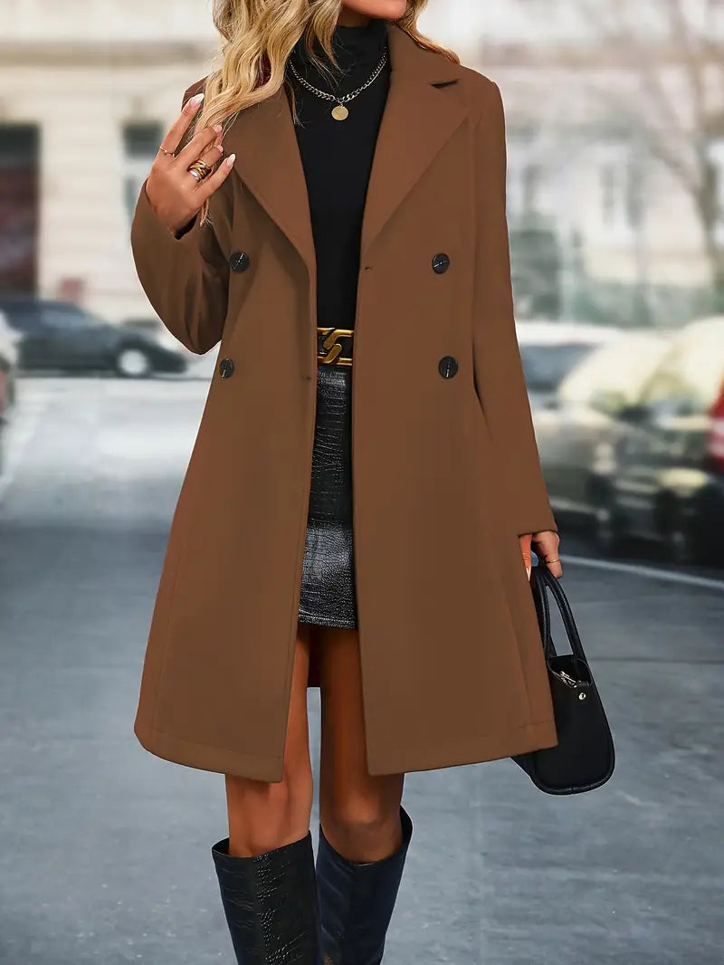 Women’s Elegant Double-Breasted Belted Winter Coat