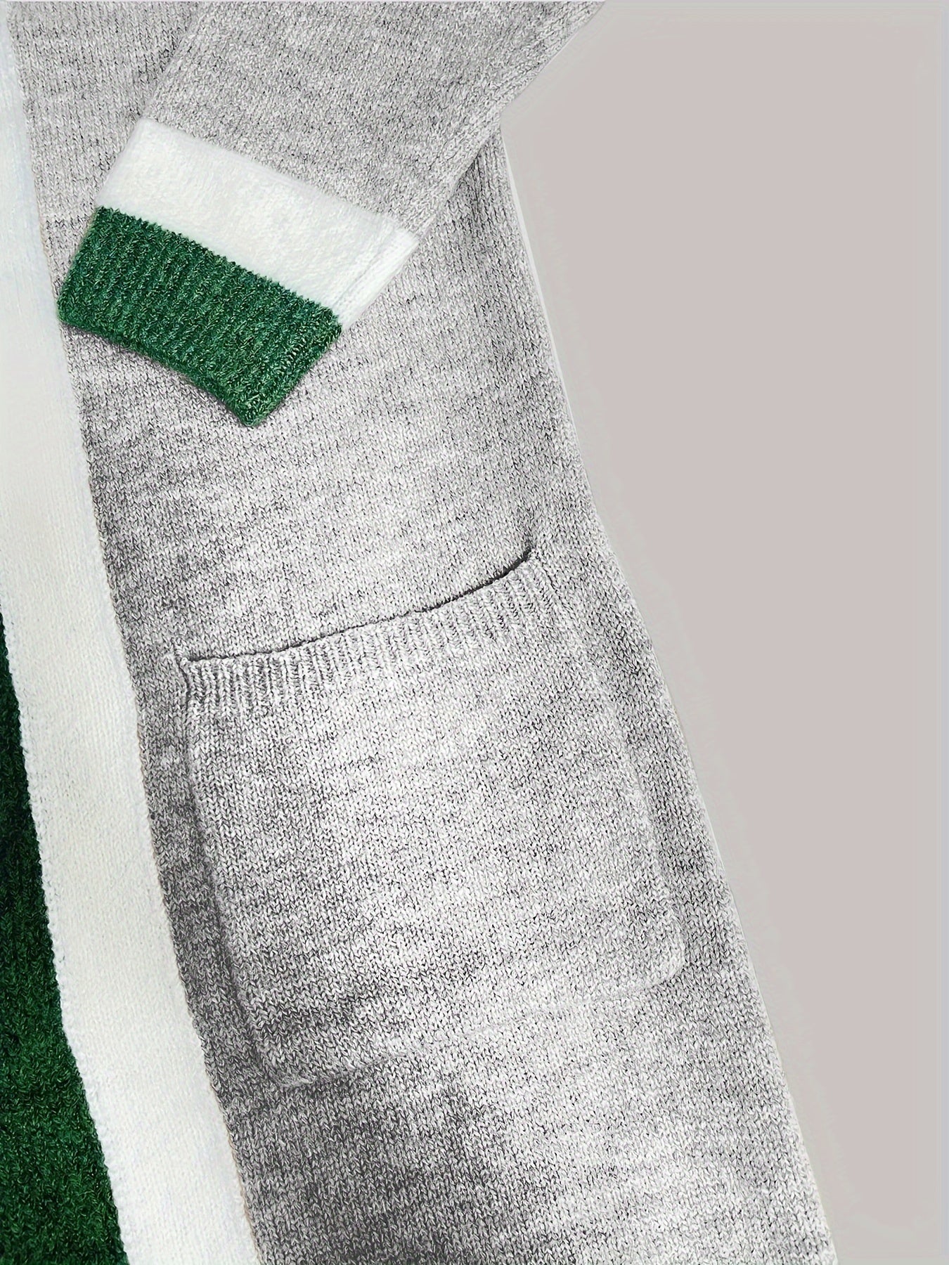 Women’s Long Striped-Trim Open-Front Knit Cardigan