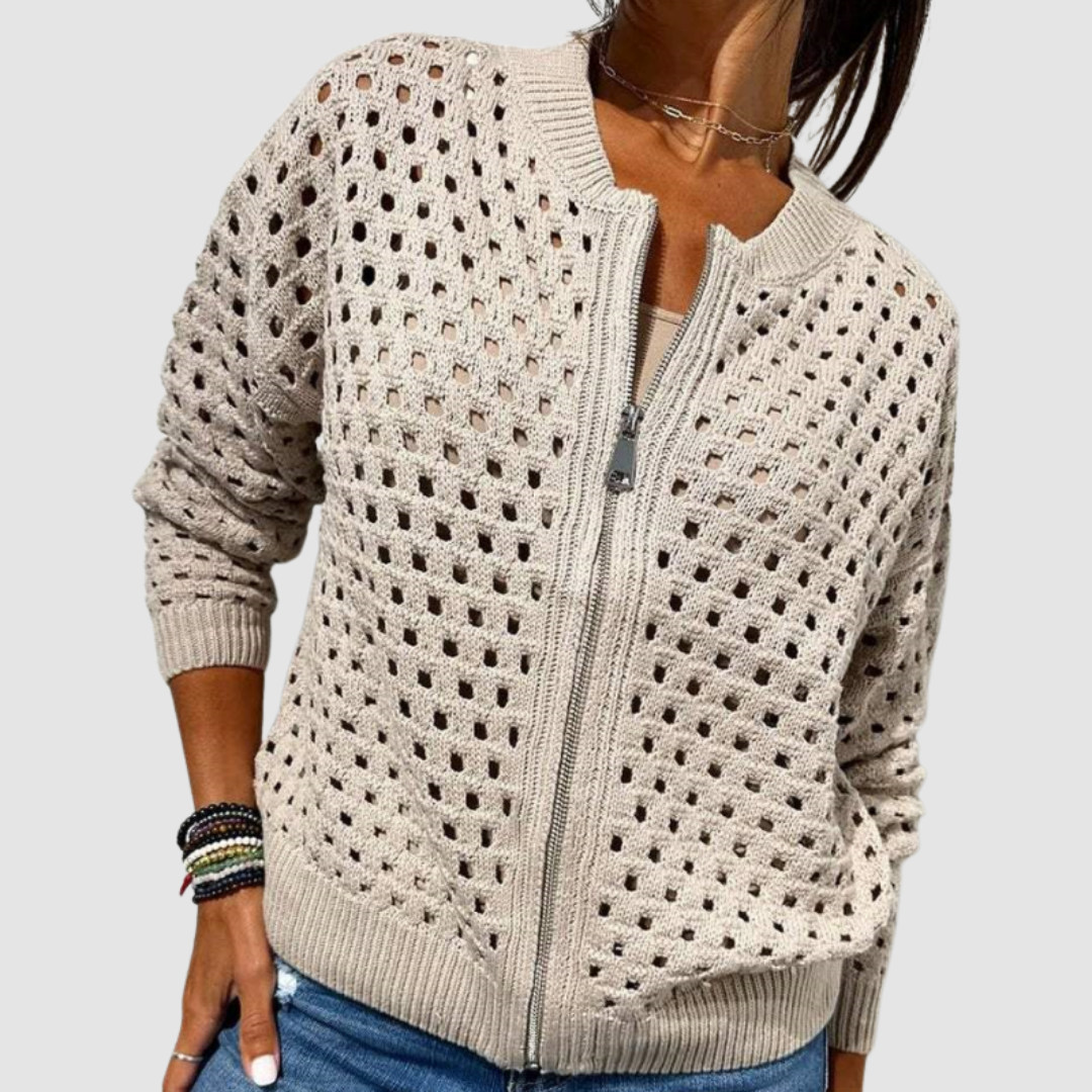 Zip Front Open Knit Cardigan for Lightweight Everyday Layering