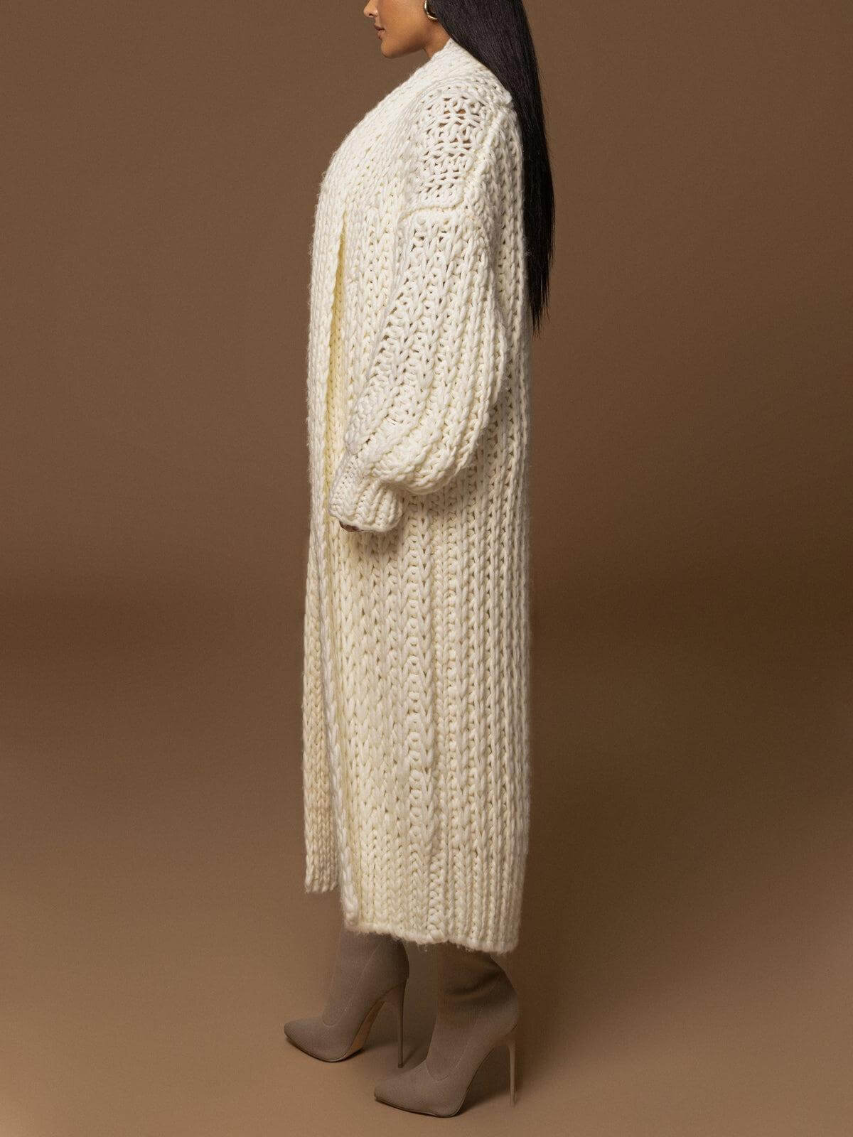 Long Chunky Knit Cardigan for Cozy Layering