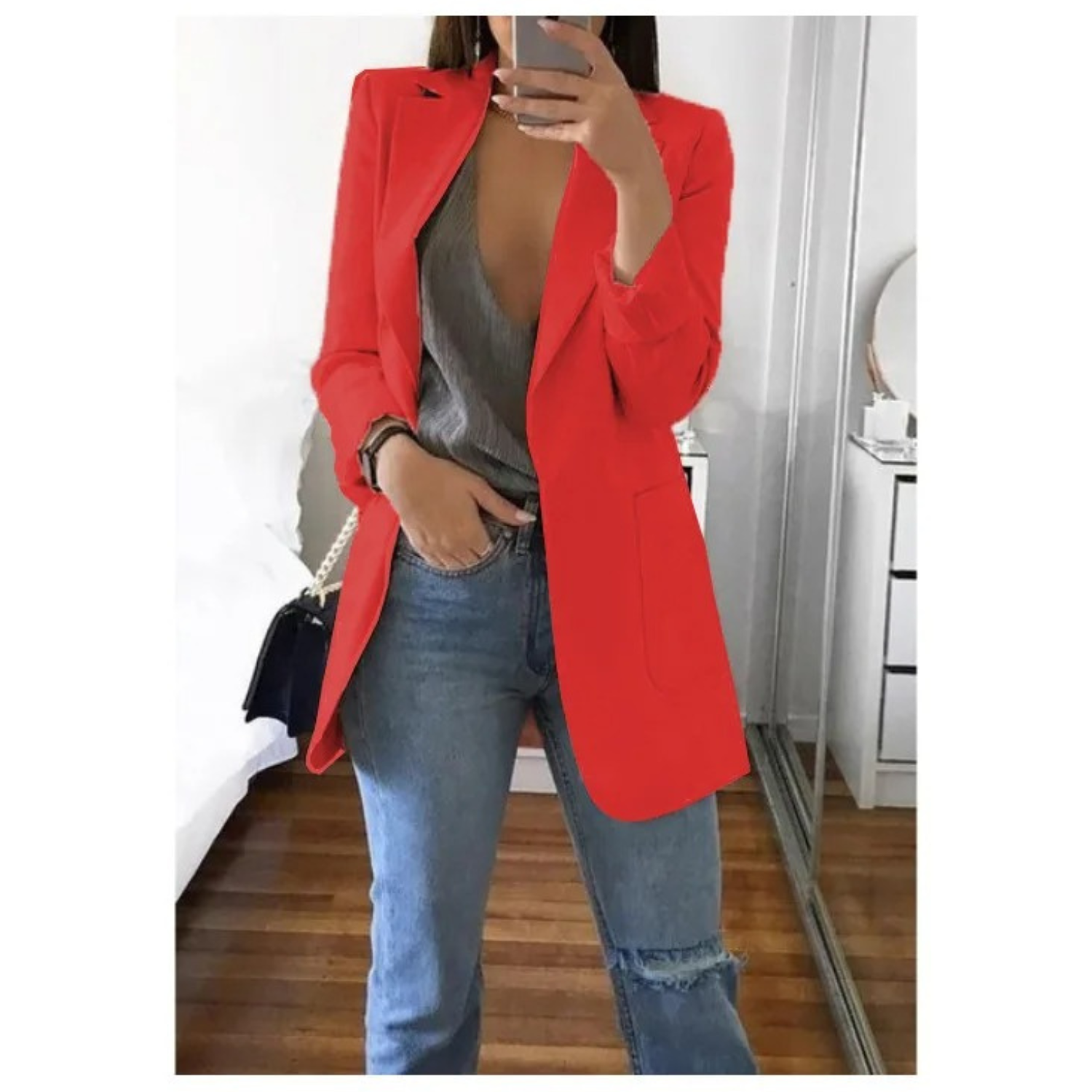 Women’s Long Tailored Open-Front Blazer