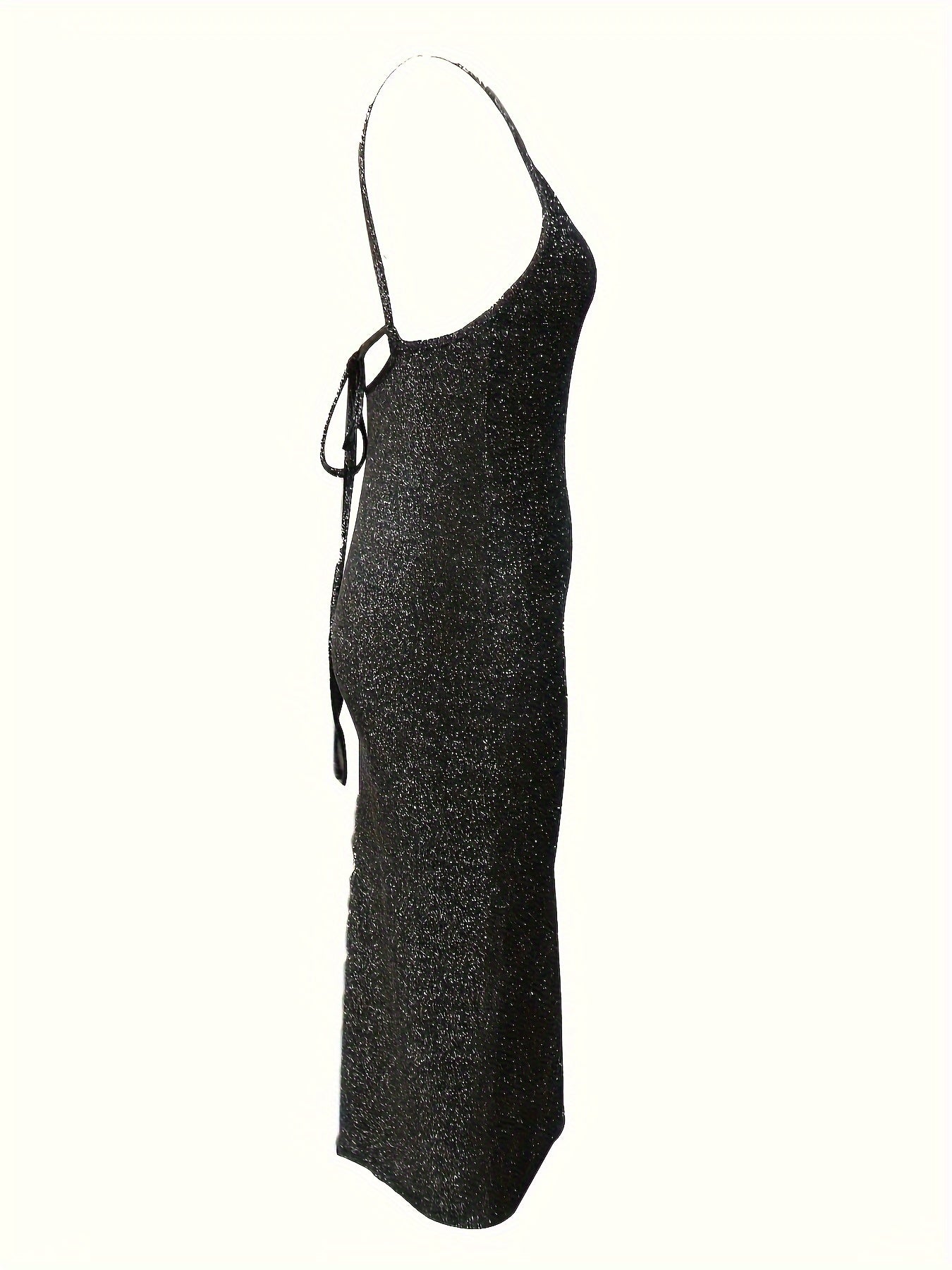 Sequin Slip Midi Dress with Side Slit for Elegant Evening Style