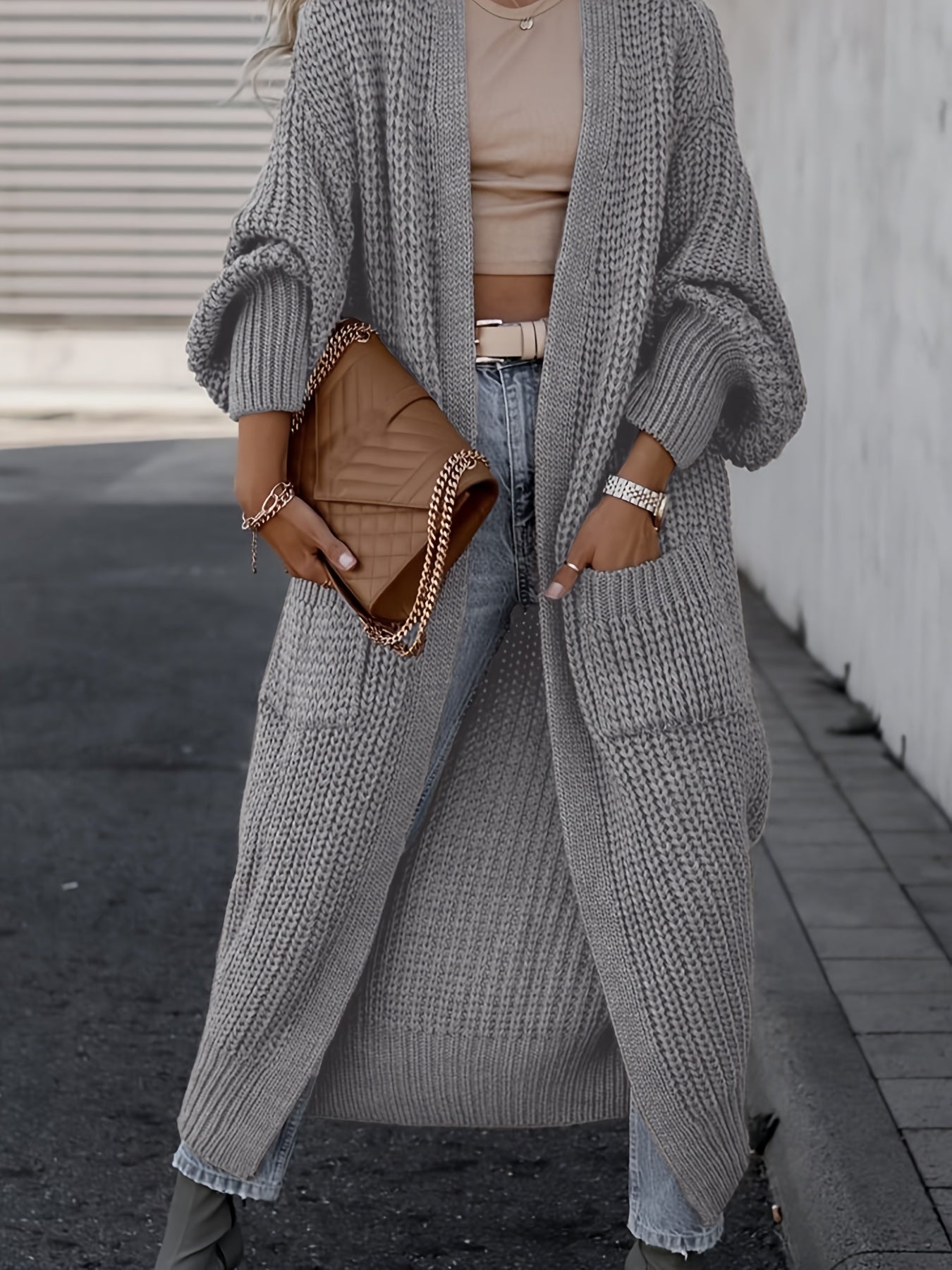 Chunky Knit Longline Open-Front Cardigan