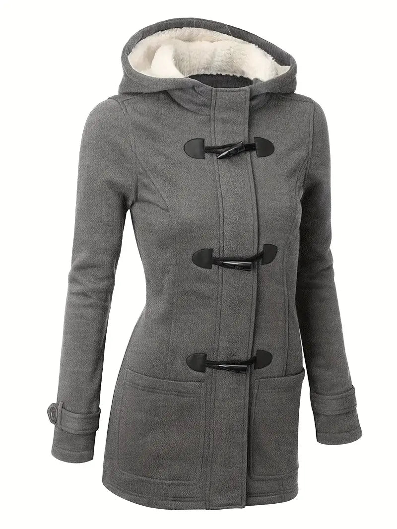 Women’s Hooded Toggle Coat with Warm Fleece Lining