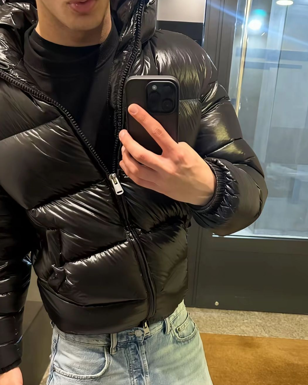 Glossy Hooded Short Puffer Jacket