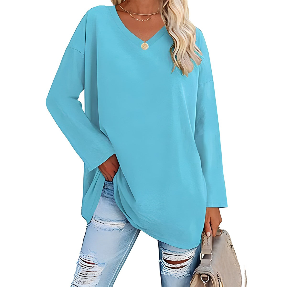 Long Sleeve V-Neck Tunic Top for Everyday Comfort