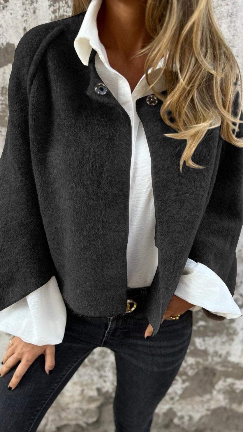 Soft Cropped Button Jacket for Chic Everyday Layering