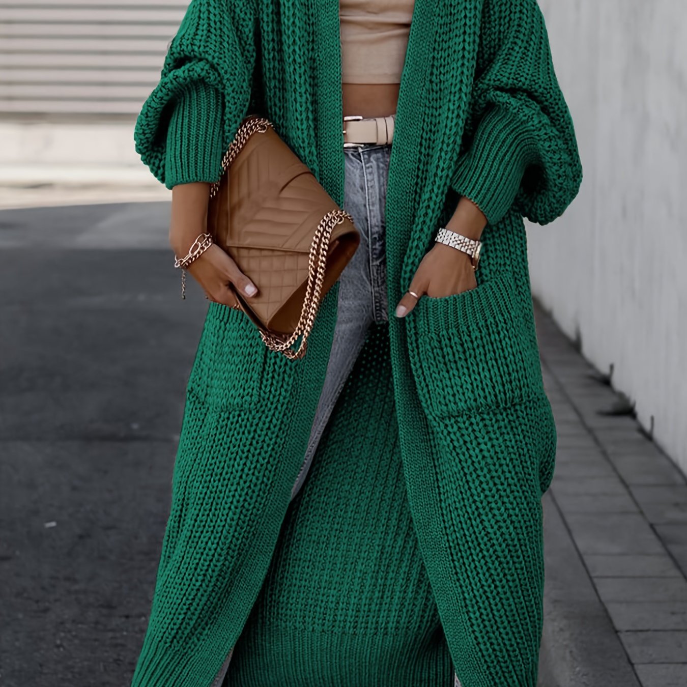 Chunky Knit Longline Open-Front Cardigan