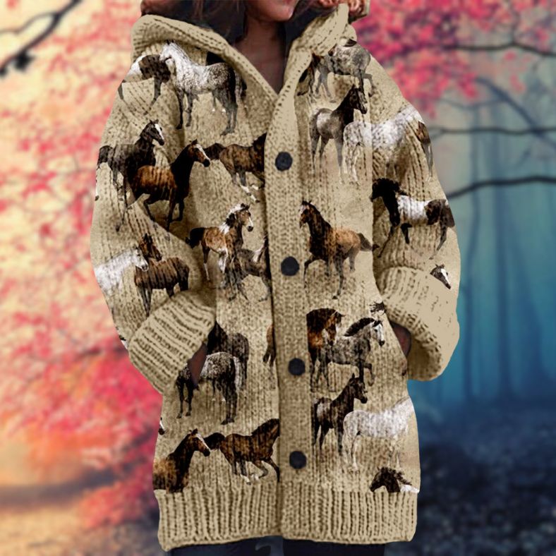 Hooded Pattern Knit Cardigan for Cozy Everyday Style