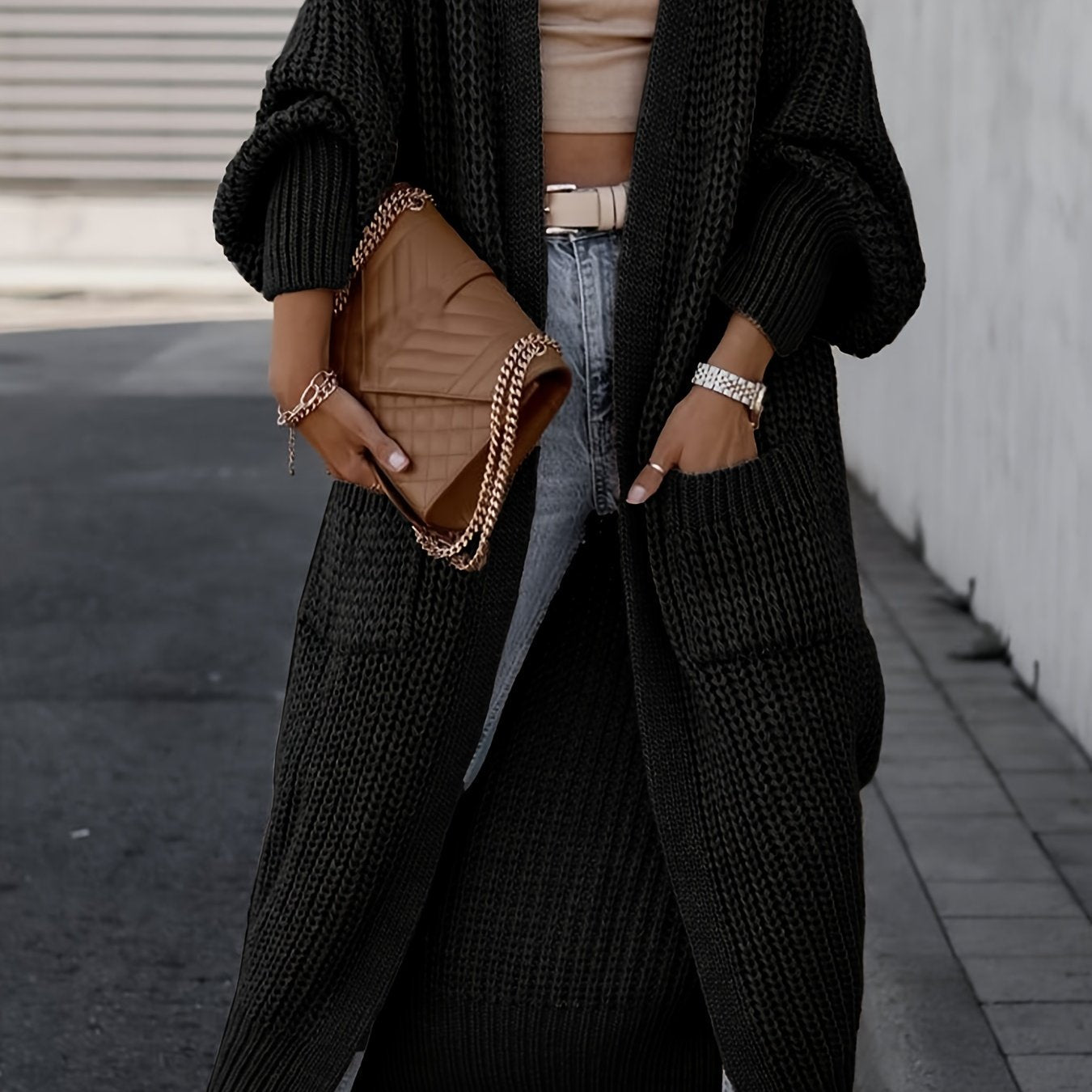 Chunky Knit Longline Open-Front Cardigan