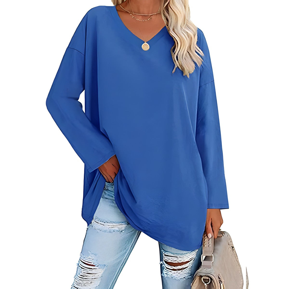 Long Sleeve V-Neck Tunic Top for Everyday Comfort