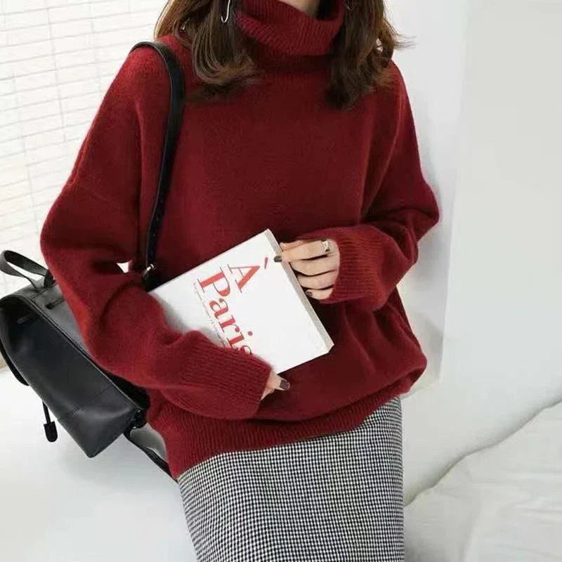 Soft Knit Turtleneck Sweater with Relaxed Silhouette