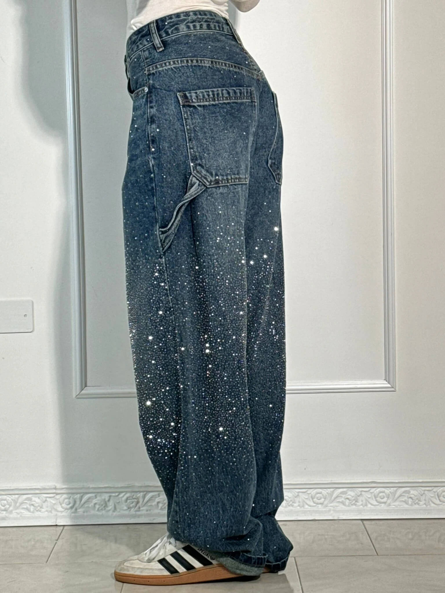High-Waisted Relaxed Fit Paint-Splatter Jeans