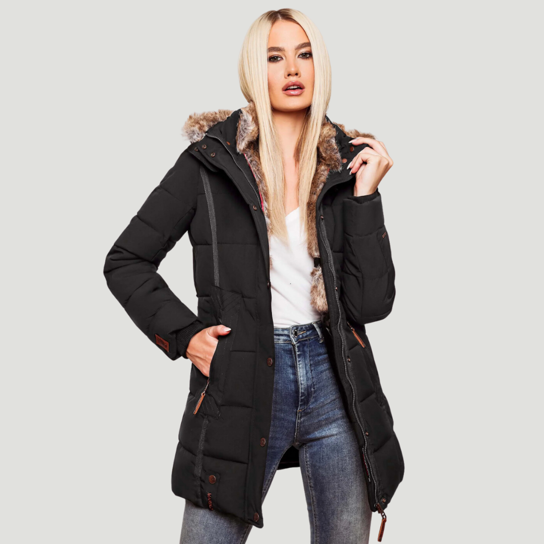 Faux Fur Hooded Puffer Coat for Warm Winter Wear