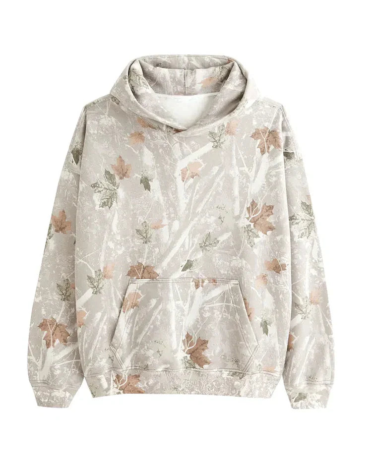 Cozy Floral Print Fleece Cowl-Neck Pullover