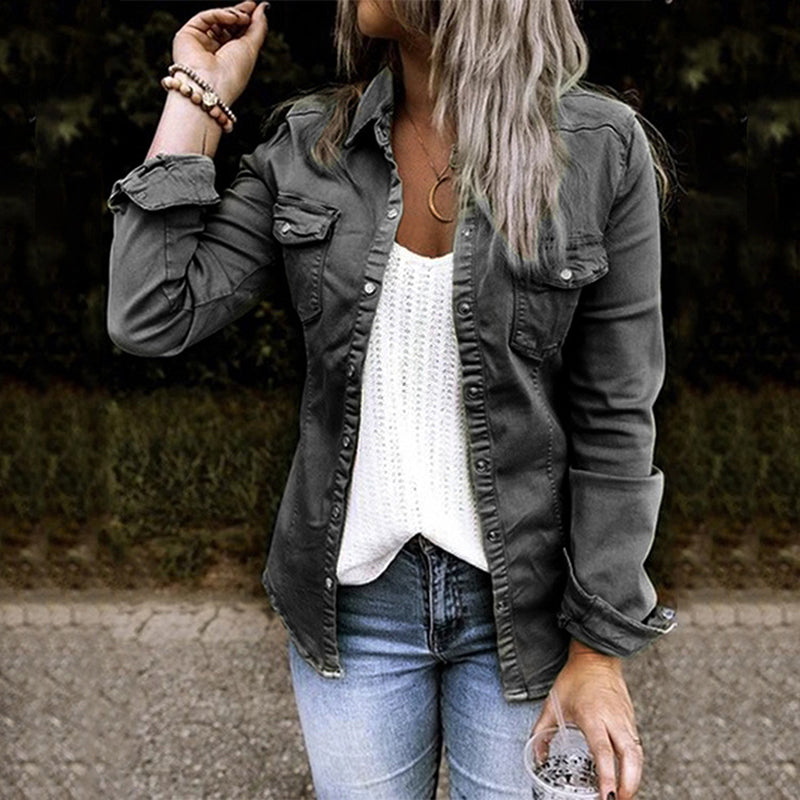 Women’s Casual Utility Button-Up Lightweight Jacket