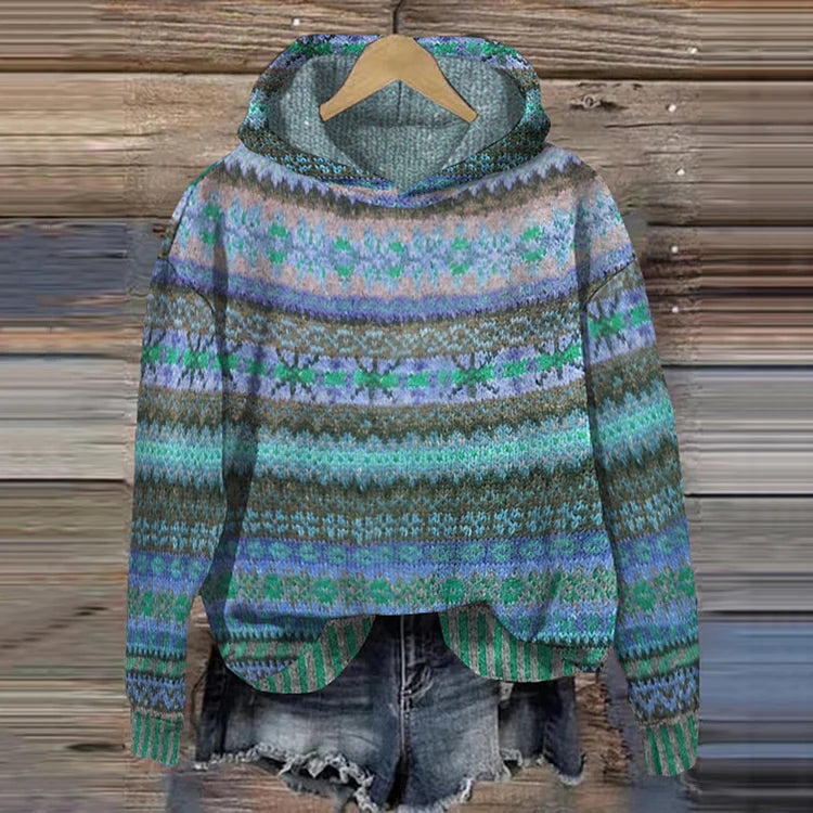 Vintage Knit Hooded Sweater for Cozy Everyday Style