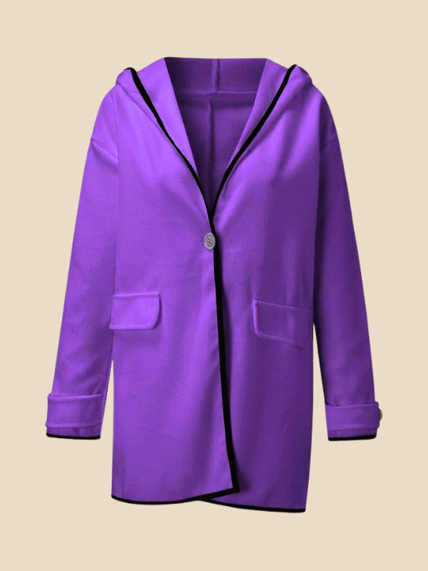 Hooded Wool Blend Cape Coat with Button Detail