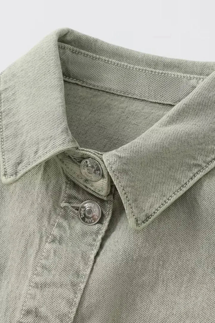 Button Front Utility Romper with Short Sleeves and Elastic Waist