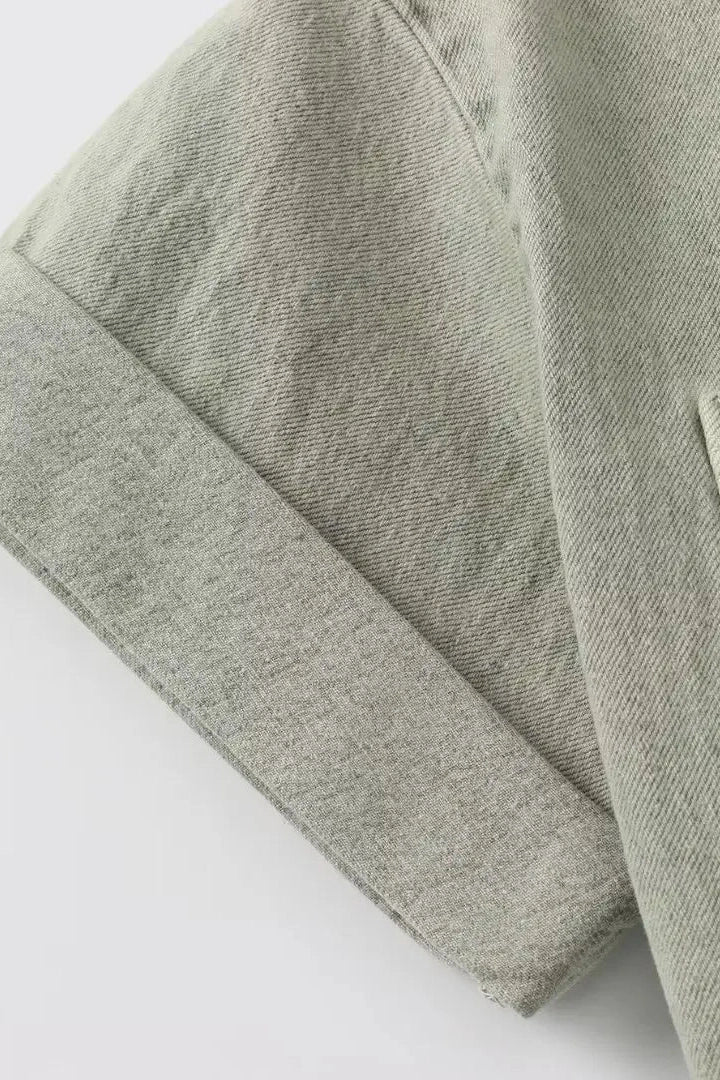 Button Front Utility Romper with Short Sleeves and Elastic Waist