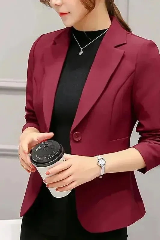 Tailored Open Front Blazer with Slim Fit and Notched Lapel