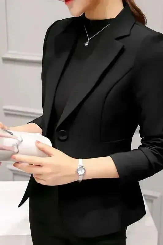 Tailored Open Front Blazer with Slim Fit and Notched Lapel