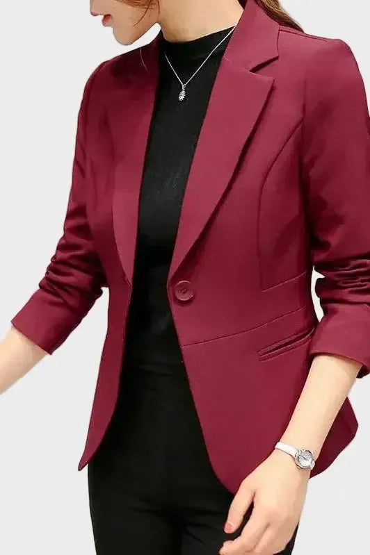 Tailored Open Front Blazer with Slim Fit and Notched Lapel