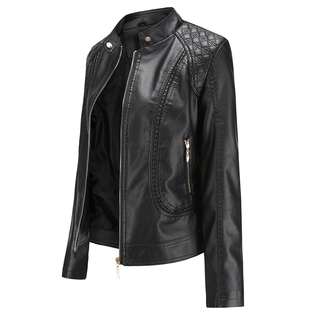 Women’s Quilted Faux Leather Moto Jacket