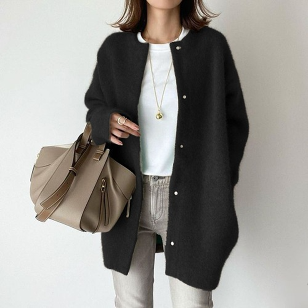Open Front Wool-Blend Cardigan – Cozy Oversized Layering Sweater